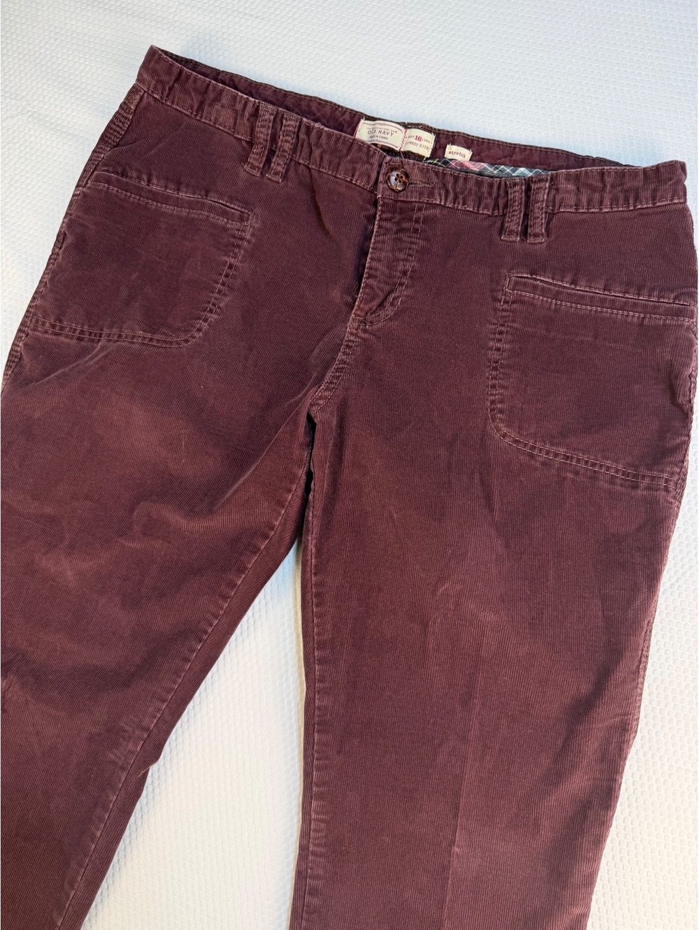 Old Navy Lowest Rise Corduroy Pants Womens 16 Regular Burgundy Y2K Stretch